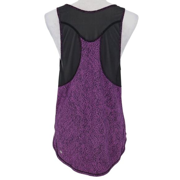 Lululemon Tank Top Womens Medium Purple Black Print Mesh Back Exercise Yoga - Picture 2 of 12